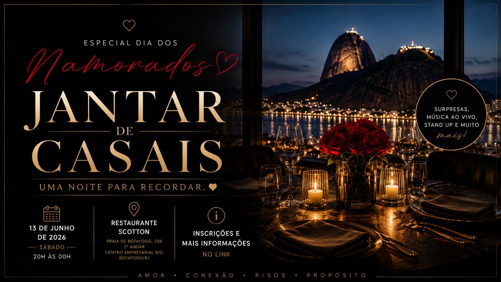 ❤️ JANTAR DE CASAIS – ESPECIAL DIA DOS NAMORADOS